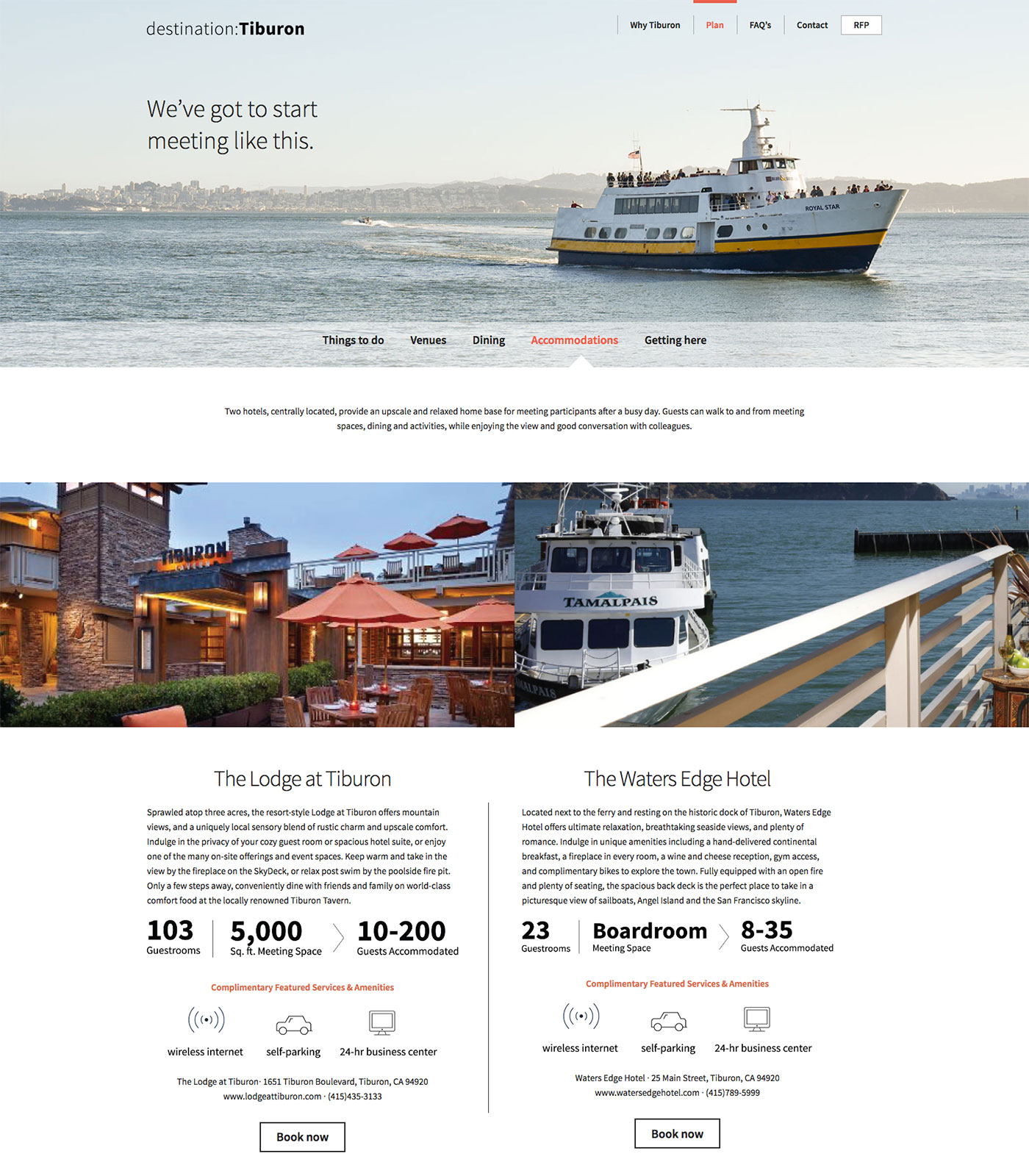 Destination:Tiburon Website Screenshot