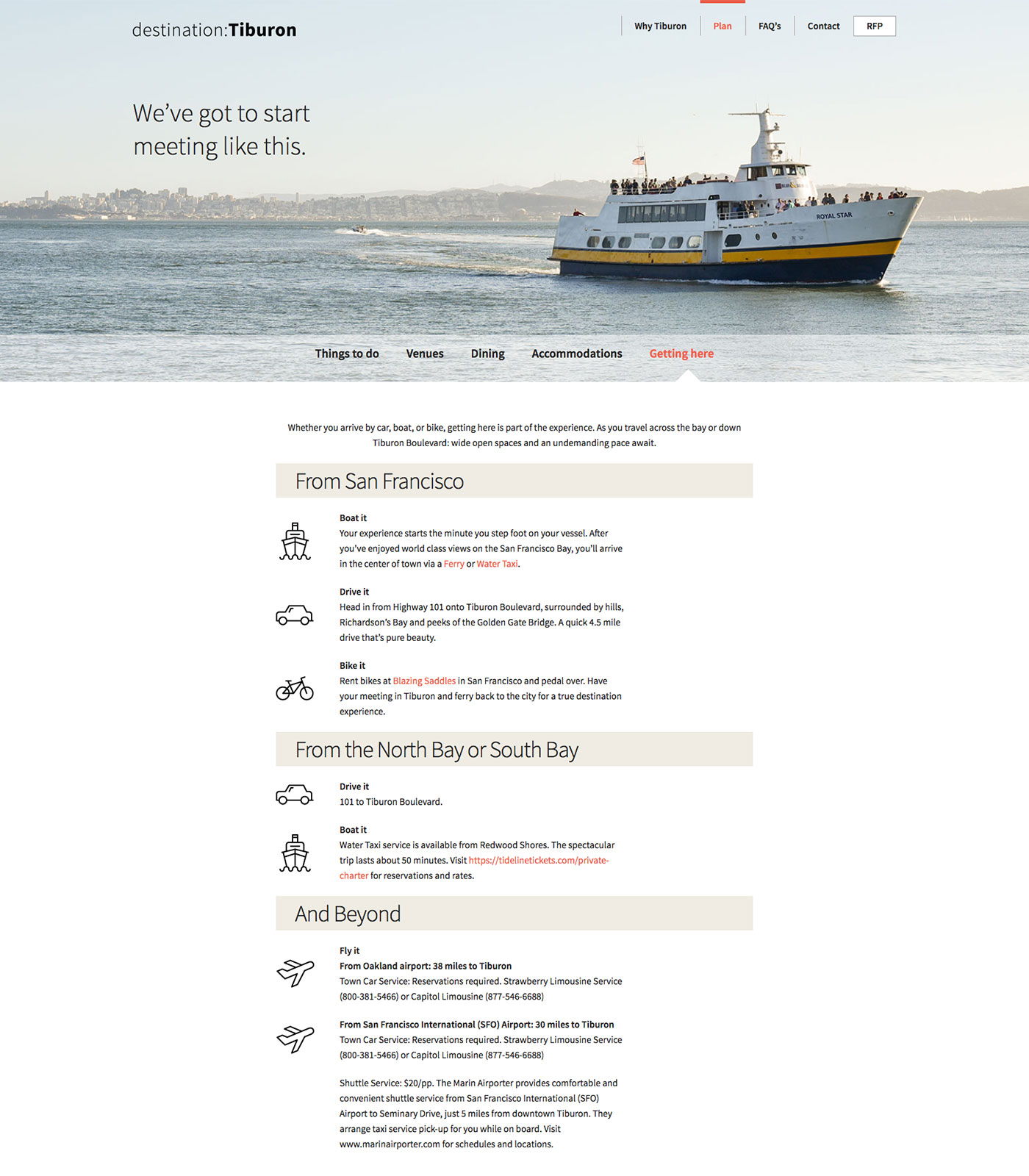 Destination:Tiburon Website Screenshot