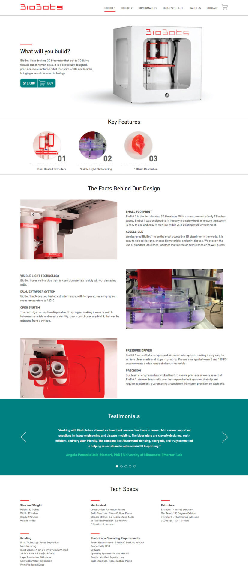 BioBots Website Screenshot