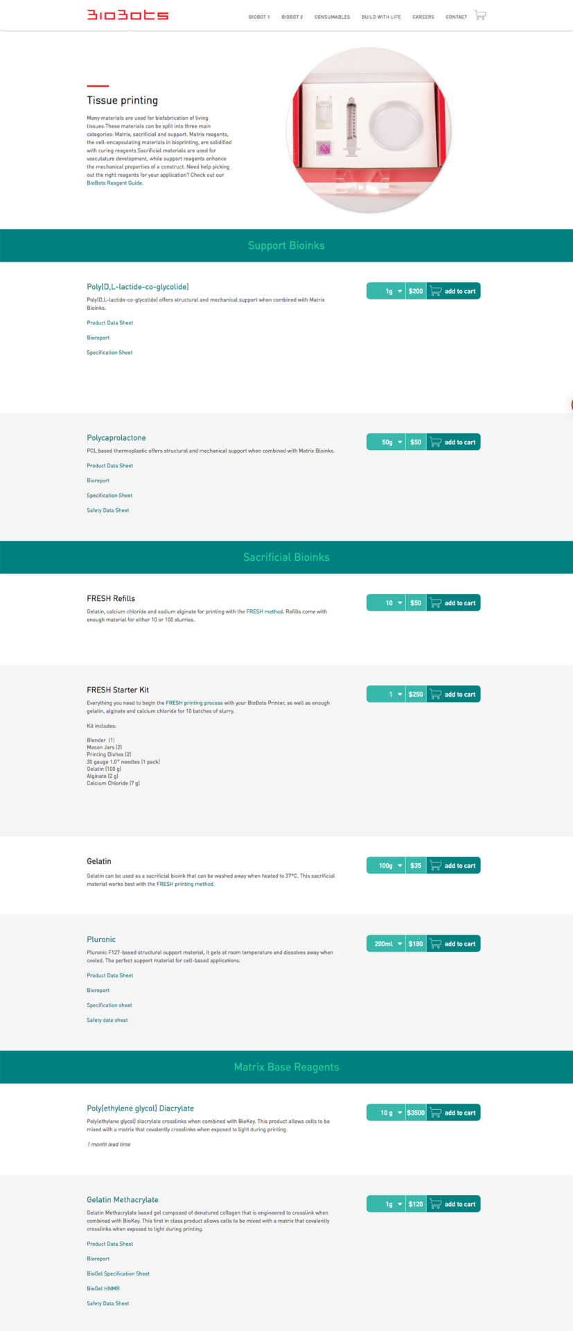 BioBots Website Screenshot