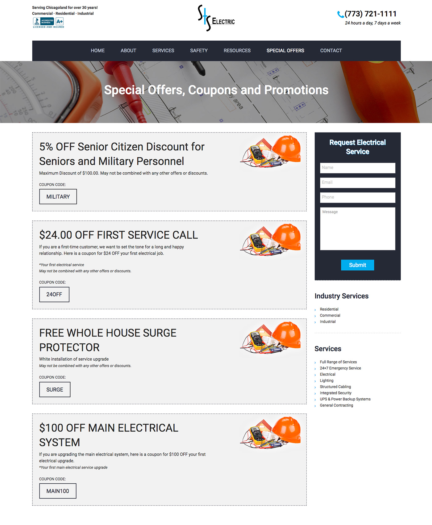 STS Electric Website Screenshot