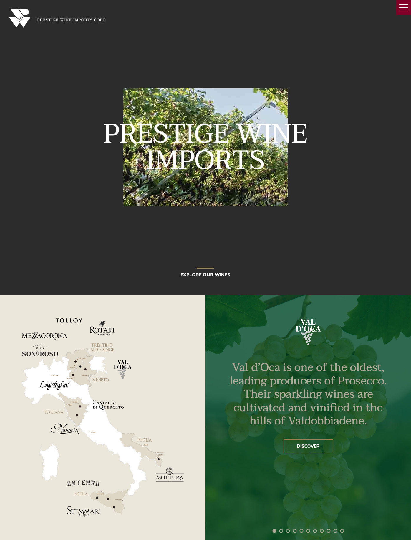 Prestige Wine Imports Website Screenshot