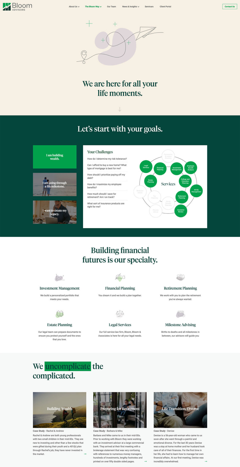 Bloom Advisors Website Screenshot