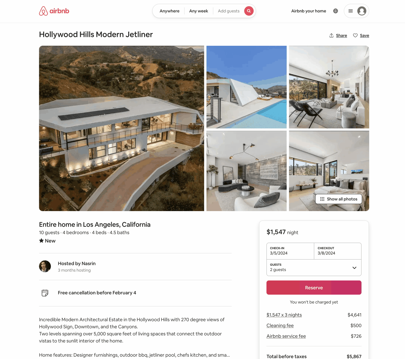 Airbnb booking form