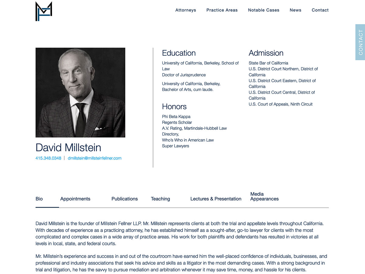 Millstein Fellner Website Screenshot