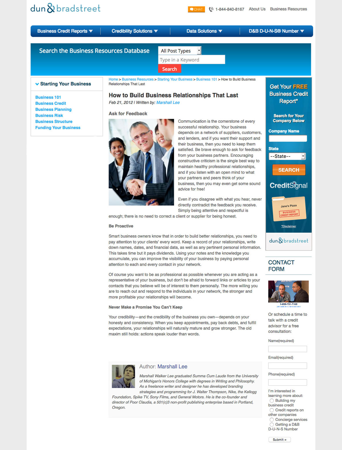 Dun & Bradstreet Website Screenshot