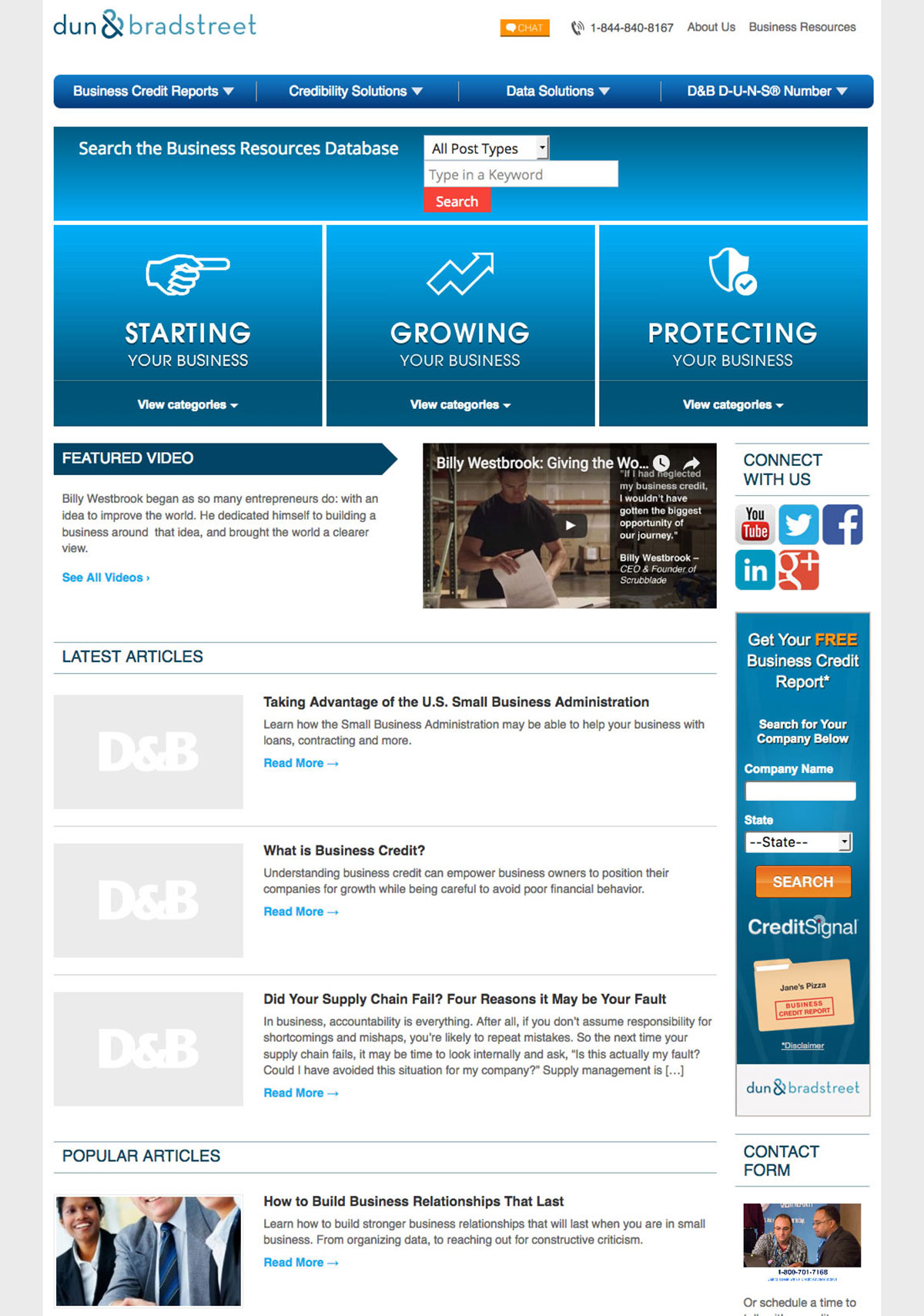 Dun & Bradstreet Website Screenshot