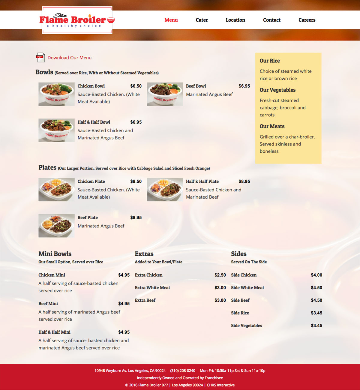 Flame Broiler Website Screenshot