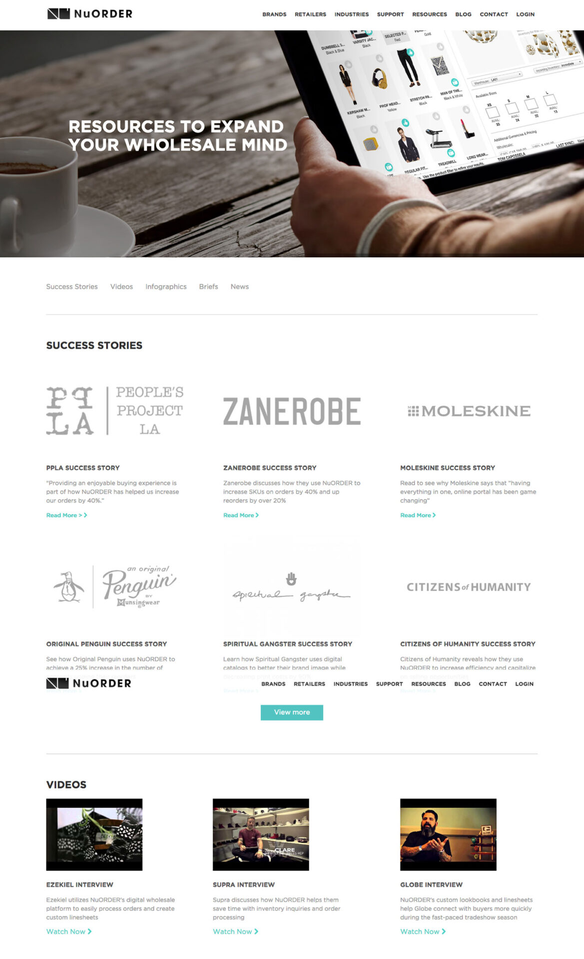 NuOrder Website Screenshot