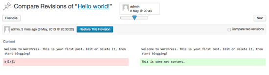 WordPress 3.6 Revisions